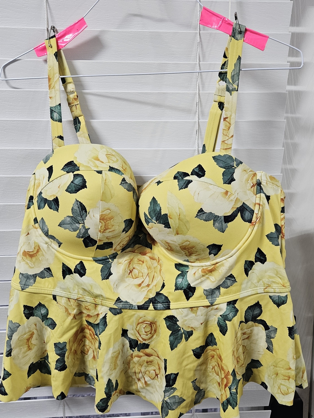 Yellow Floral Bustier Swim Top - Brand: